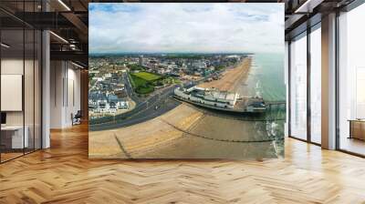 Panoramic aerial done view of Bognor Regis beach, West Sussex, England Wall mural