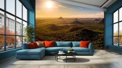 Panoramic aerial of Glasshouse Mountains on the Sunshine Coast f Wall mural