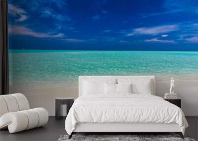 White sandy beach in Maldives with amazing blue lagoon Wall mural