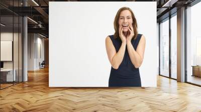 portrait of a beautyful young woman looking really happy Wall mural