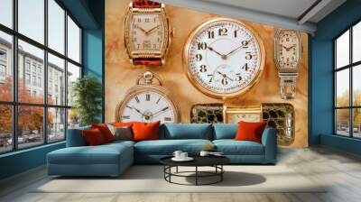 vintage watches on marble background Wall mural