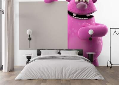 3D monster, cuddly mascot isolated on a white background Wall mural