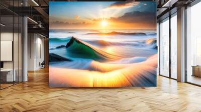 Luminoscent sea waves glittering, cinematic ocean wave, nature, full hd wallpaper, high resolution background  Wall mural