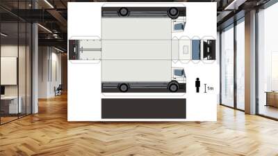 Paper model of a delivery truck Wall mural