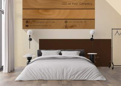 brown wood simple business card design eps10 Wall mural