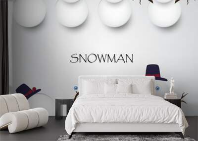 white winter happy snowman building eps10 Wall mural