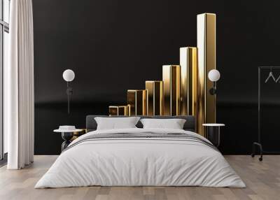 a gold bar graph on a black surface Wall mural