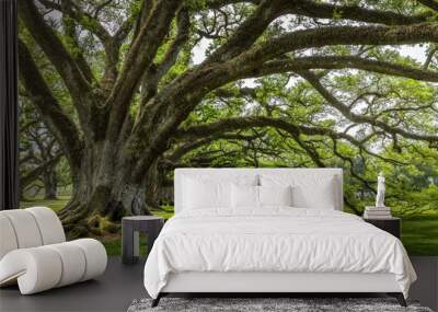 Alley of old oak trees covered with spanish moss Wall mural