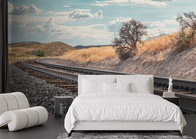 Curvy railroad track in Utah, USA - the way forward Wall mural