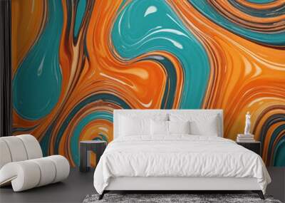 Futuristic 3D liquid abstract wallpaper with vibrant colors and dynamic shapes Wall mural