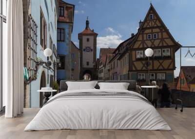 Historic Rothenburg ob der Tauber, cityscape of German town Wall mural