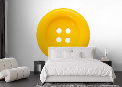 Isolated yellow button on a white background Wall mural