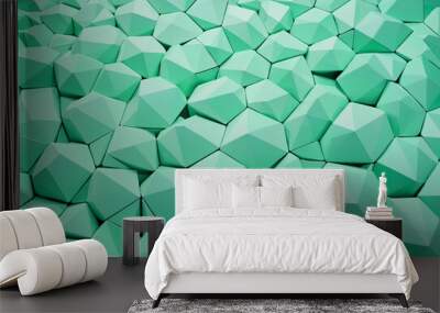 Modern geometric graphic design with mint and polygon elements Wall mural