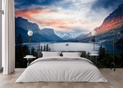 Saint Mary Lake in the Glacier National Park, Montana Wall mural