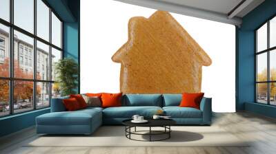 Undecorated gingerbread in a shape of house isolated on white background Wall mural