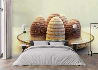 Wasp nests (beehives) cookies of two colours - light cookies with nuts, dark with cocoa Wall mural