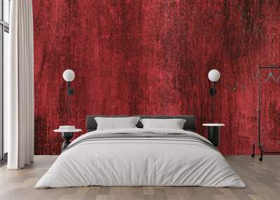 Grunge red iron texture background, metal background with scratches Wall mural