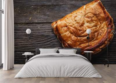 pie cake. Traditional baked pastry food on rustic wooden table background Wall mural