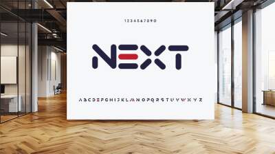 NEXT Modern minimal abstract alphabet fonts. Typography technology, electronic, movie, digital, music, future, logo creative font. vector illustration. Wall mural