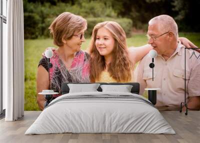 Child with grandparents Wall mural