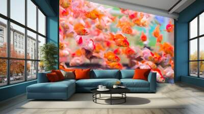 many gold fish in aquarium Wall mural