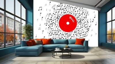 Abstract vinyl record with notes Wall mural