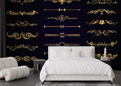 Vector set gold vintage decorative elements for design Wall mural