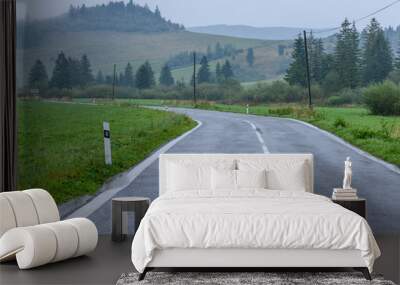 empty asphalt road in the countryside in autumn Wall mural