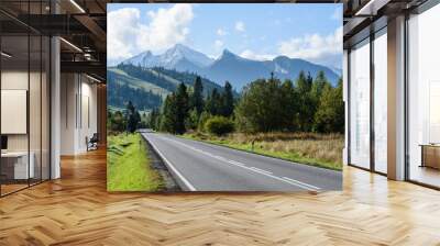 empty asphalt road in the countryside in autumn Wall mural