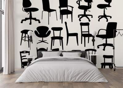 Chair Classic and Modern Silhouettes, art vector design Wall mural