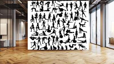 Fitness and Gym Sport Silhouettes, art vector design  Wall mural