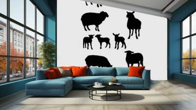 Sheep Silhouettes Set, art vector design Wall mural