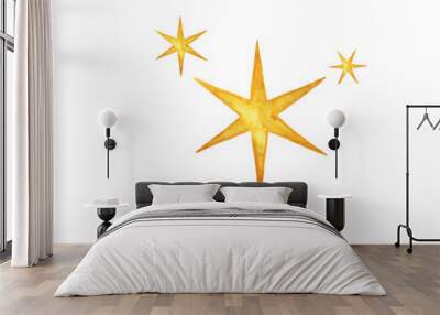 Simple Golden Stars Watercolor Illustration Simple Golden Star Watercolor Illustration Wall mural