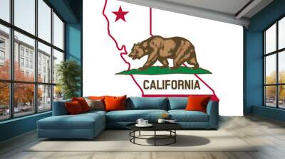 california ca state flag in map shape Wall mural