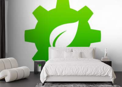 green gear with eco leaf Wall mural