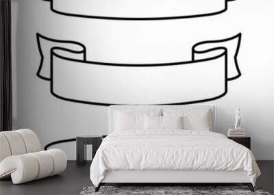 wide ribbons banner flowing scroll blank linework Wall mural