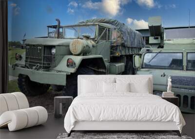 military truck on the road Wall mural