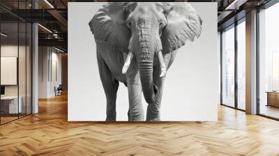 Black and white illustration with an animal - elephant. 8K resolution. Wall mural