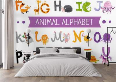 Cute kids animal alphabet Wall mural