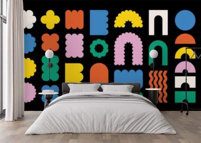 Abstract geometric shapes and icons. Brutal modern contemporary figure. Swiss design aesthetic. Wall mural