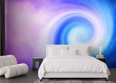 Abstract background of a glowing energy swirl in the universe in blue and lilac tones. Digital illustration Wall mural