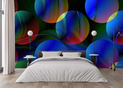 fondo negro circulos colores Wall mural