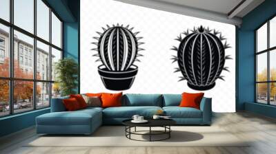 cactus icon. Cactus icon on transparent background, Cactus silhouette icon, Cactus icon simple gardening illustration plant  Wall mural