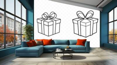 Gift icon set. gift vector icon. Gift Box icon design template. Present gift box icon. Illustration of a wrapped present box icon Wall mural