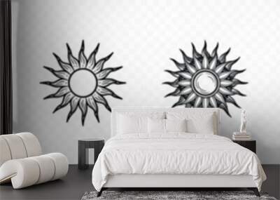 Sun icon set. Sun icons collection. Sunshine vector sign. Sun icons vector symbol set, Set of sun icons on transparent background.  Wall mural