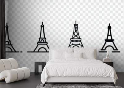 Eiffel tower icon vector, Eiffel towers in Paris. Eiffel tower icon, Travel and holiday symbols, Eiffel Tower, Paris. France flat vector illustration. Tower icon isolated on white background. Wall mural