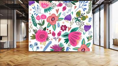 Beautiful floral seamless pattern of lovely flowers. Bright illustration, can be used for creating card, invitation card for wedding,wallpaper and textile.
 Wall mural