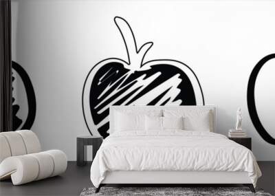 Hand Drawn Apple Silhouette Vector Wall mural