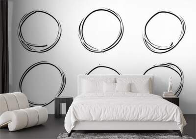 set of hand drawn circles vector silhouettes Wall mural