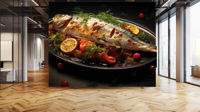 delicious fish dish, realistic photo, --ar 16:9 --v 5.2 Job ID: 7ad3839f-6e89-416d-b17d-c36dea2f27c7 Wall mural